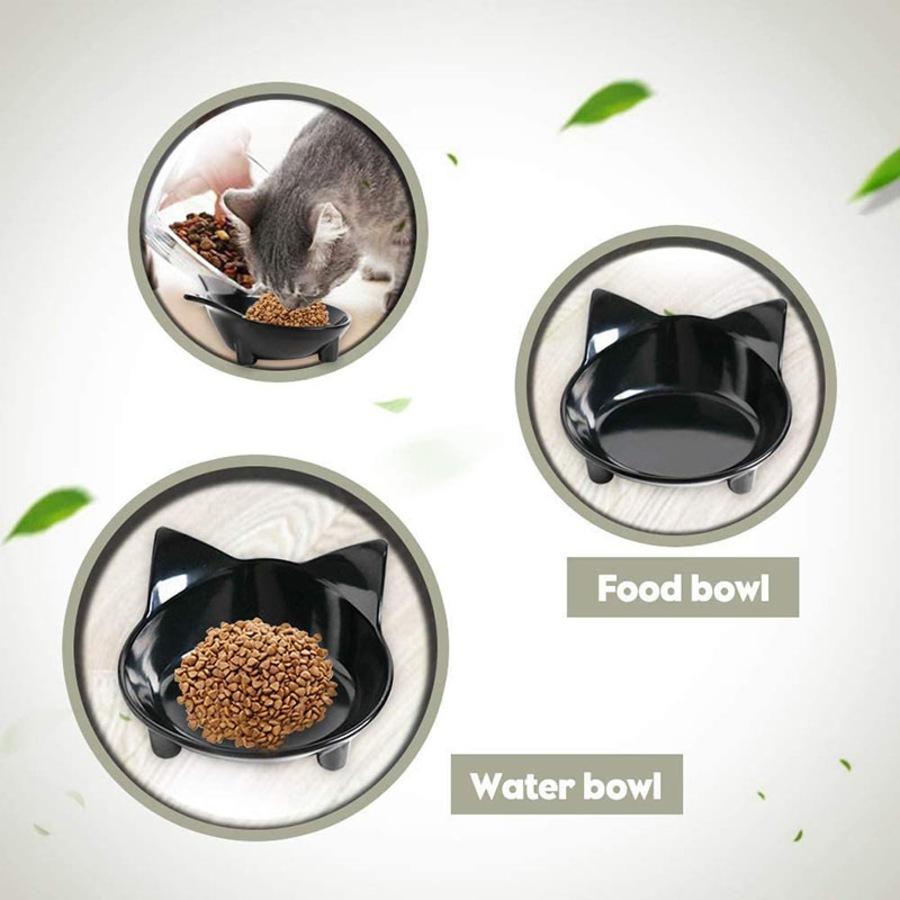 Catzon 3 Packs Cat Food Bowl Non Slip Pet Food Bowls Cat Feeding Wide Bowls to Stress Relief of Whisker Fatigue-001