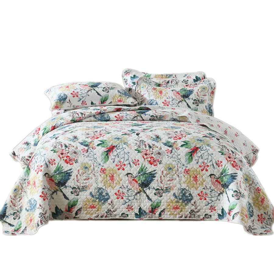 Catzon 3 Pieces Queen Size Quilt Bedding Set Floral Reversible Bedspread for Farmhouse Bedroom-FCQW