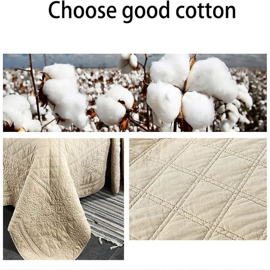 Catzon 3 Pieces Queen Size Quilt Bedding Set Floral Reversible Bedspread for Farmhouse Bedroom-FCQW