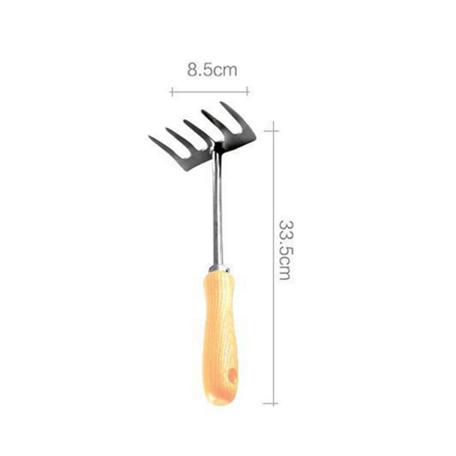 Catzon 33.5cm Garden Bow Rake with 5 Steel Tines Hand Tiller Garden Tool for Weeding and Loosens Soil