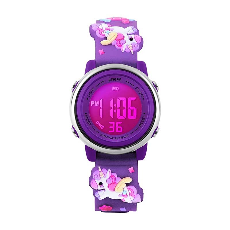Buy Catzon 3D Cartoon Waterproof Kids Digital Watch 7 Color Lights for Ages 312Deep Purple