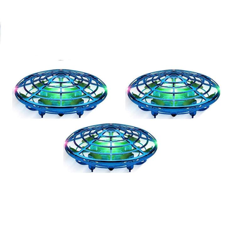 Catzon 3Packs Flying Toy Drones Hand Operated Mini Drone Helicopter Toys for Boys and Girls Blue