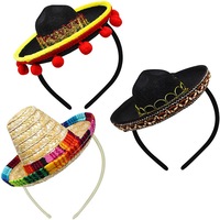 Catzon 3Pcs 16cm Coco Theme Party Hats with Ball Fringe Decoration for Carnivals Festivals Dia De Muertos Wedding Birthdays