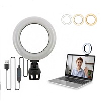 Catzon 4.5 Inches Video Conference Lighting Kit Adjustable LED Ring Fill Light for Notebook Monitor