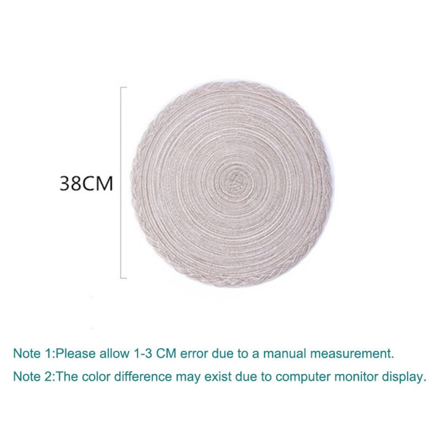 Catzon 4 Pack Round Braided Laciness Placemats 38CM Washable Kitchen Table Mats for Home Wedding Party-White