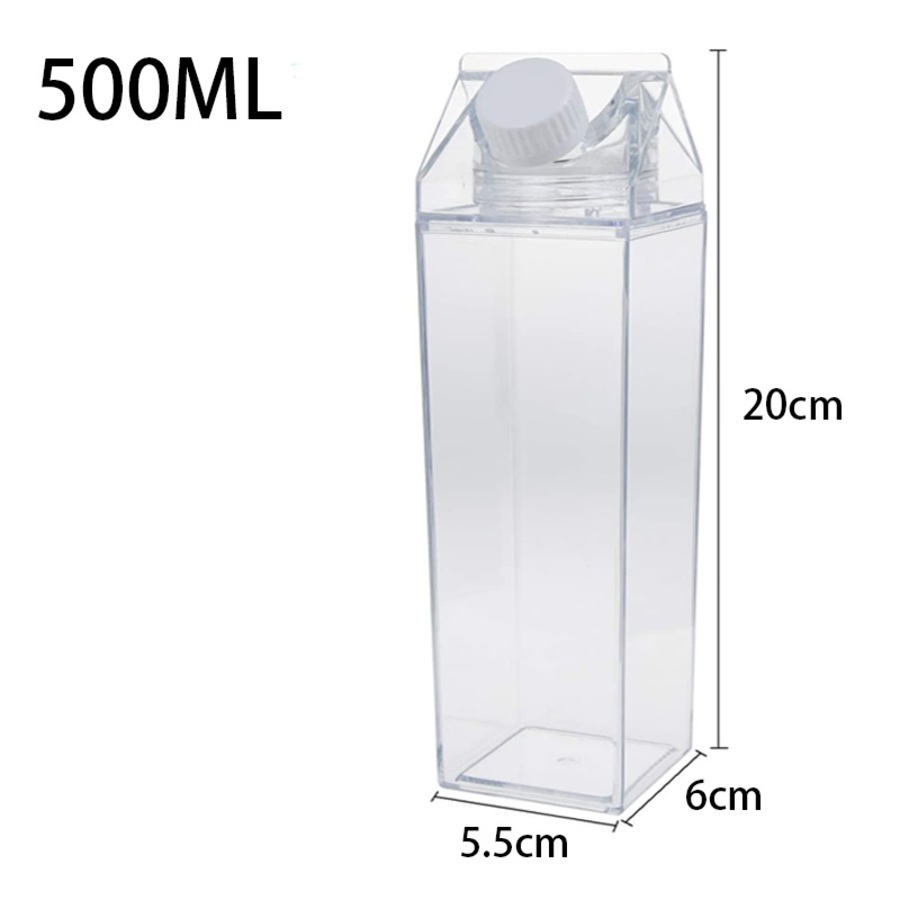 Catzon 4 Pack Transparent Portable Milk Water Bottle Square Juice Cup for Outdoor Sports