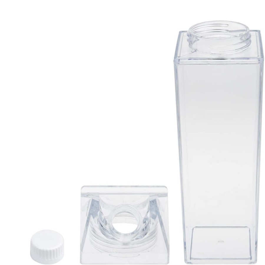 Catzon 4 Pack Transparent Portable Milk Water Bottle Square Juice Cup for Outdoor Sports