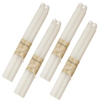 Catzon 4 Pairs Pure Beeswax Candles Smokeless Dripless Wax Candles for Home Gift Ideas Ornament-OffWhite