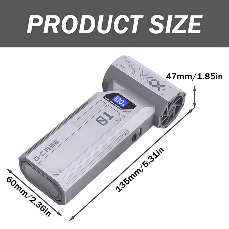 Catzon 4 Speeds Compressed Air Duster 120000RPM Mini Turbo Violent Fan-Silver