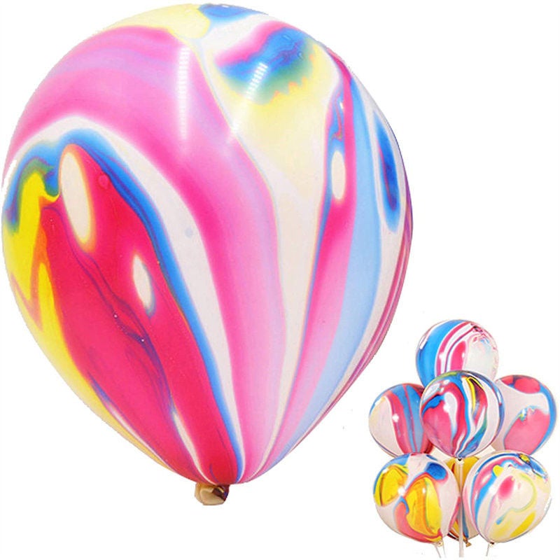 Catzon 40 Pcs 12 Inches Tie Dye Balloons Rainbow Agate Marble Latex Balloons Swirl Balloons Helium Balloons Tie Dye Birthday Decorations