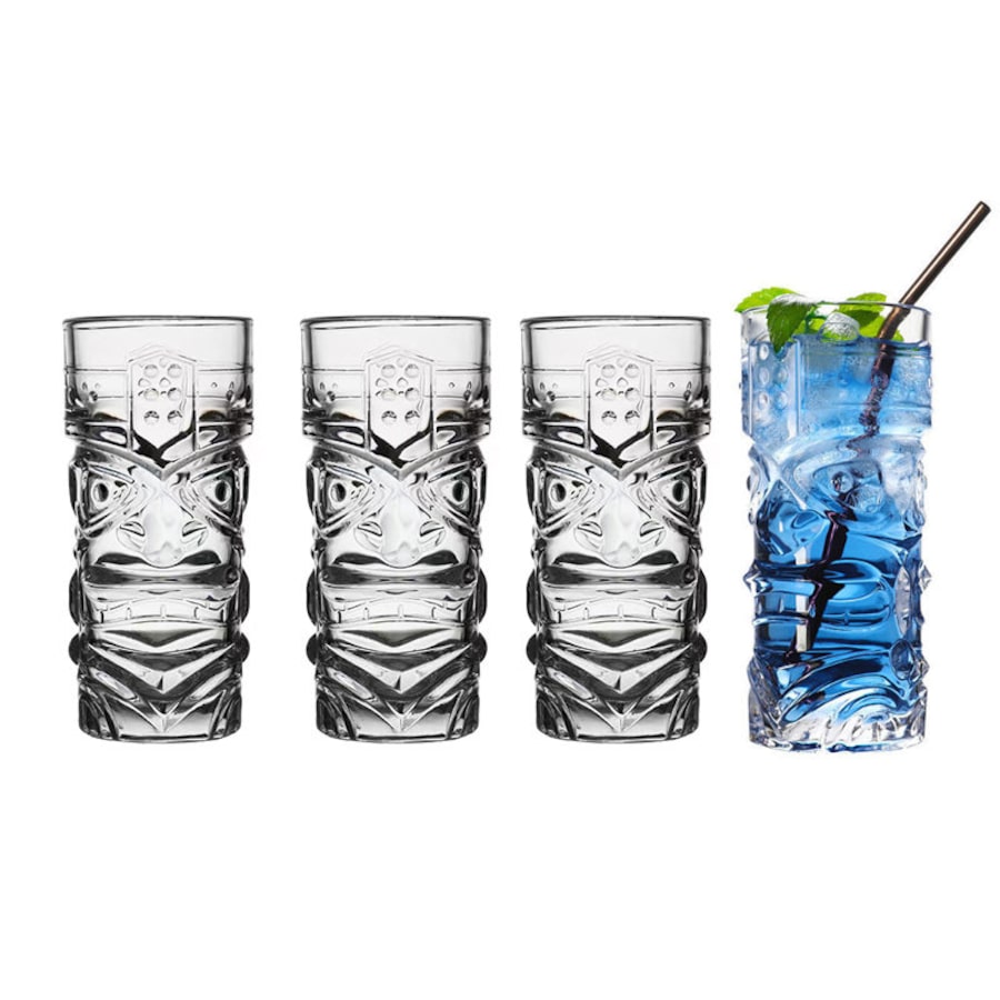 Catzon 4Pack 14oz Tiki Cocktail Glasses Bar Hawaiian Style Glass