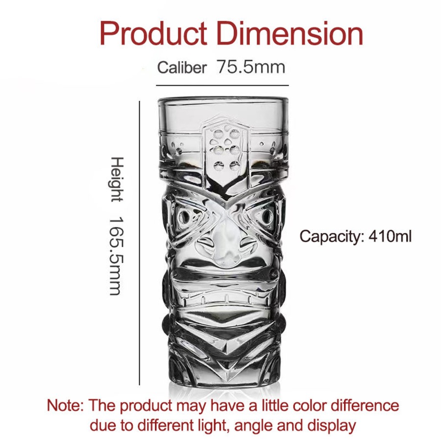 Catzon 4Pack 14oz Tiki Cocktail Glasses Bar Hawaiian Style Glass