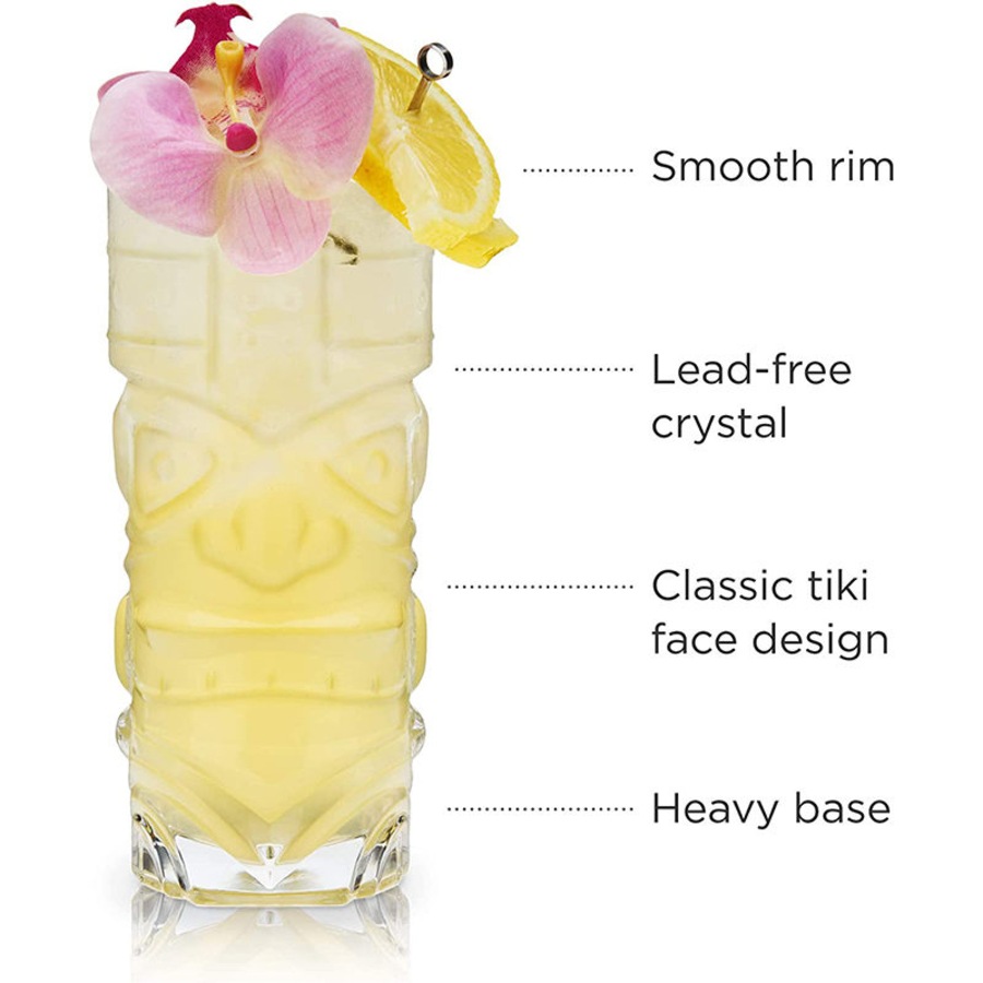 Catzon 4Pack 14oz Tiki Cocktail Glasses Bar Hawaiian Style Glass