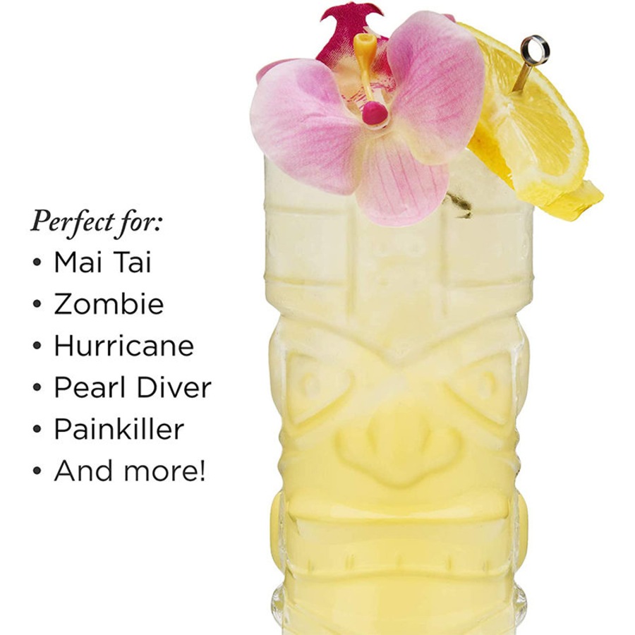 Catzon 4Pack 14oz Tiki Cocktail Glasses Bar Hawaiian Style Glass