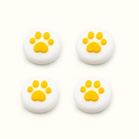 Catzon 4Pcs Cute Cat Paw Claw Thumb Stick Grip Cap Joystick Cover For Nintend Switch or Switch Lite Console-White&Yellow