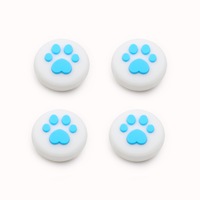 Catzon 4Pcs Cute Cat Paw Claw Thumb Stick Grip Cap Joystick Cover For Nintend Switch or Switch Lite Console-White&Blue