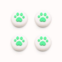 Catzon 4Pcs Cute Cat Paw Claw Thumb Stick Grip Cap Joystick Cover For Nintend Switch or Switch Lite Console-White&Green