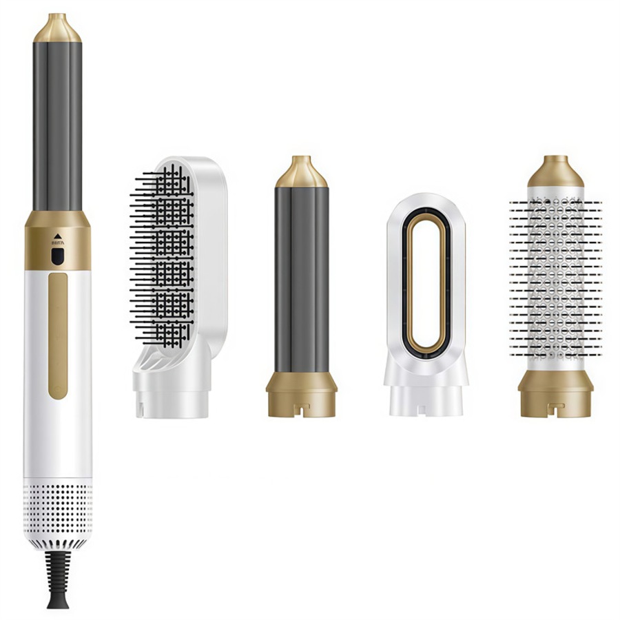 Catzon 5in1 Hairstyler Air Styler Set Magic Hair Dryer Brush for All Hair Type-WhiteGold