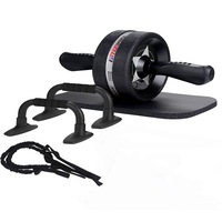 Catzon 6-in-1 Abdominal Roller Kit with Knee Pads Resistance Band Pad Pusher Handle for Home Gym Equipment
