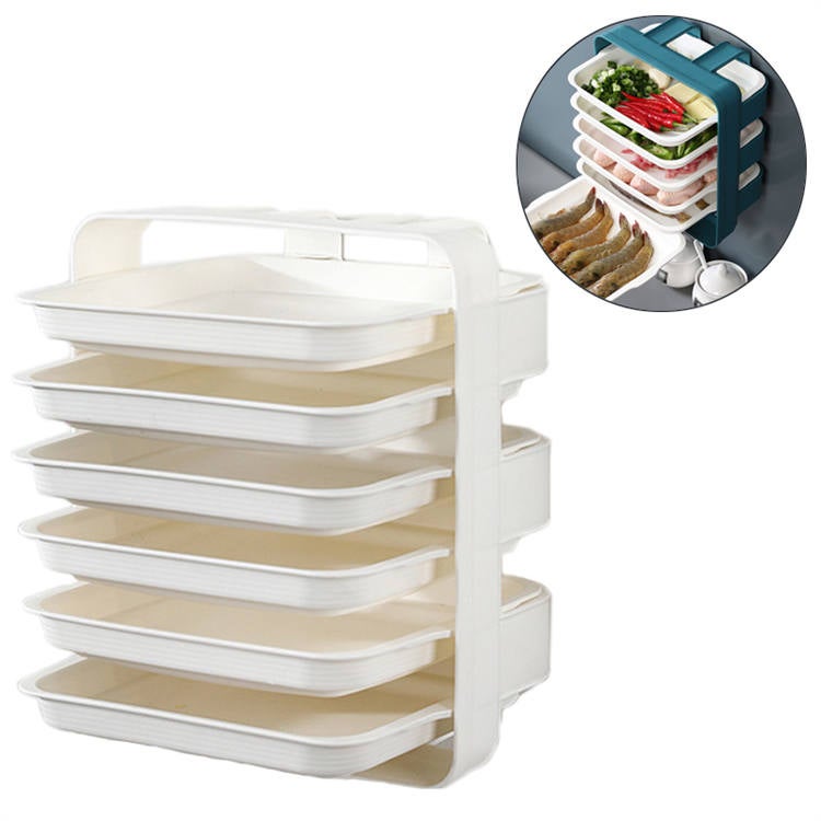 Catzon 6 layers New Multifunction Dishes Trays Hot Pot Stratification Cooking Plates Wall-mounted -White
