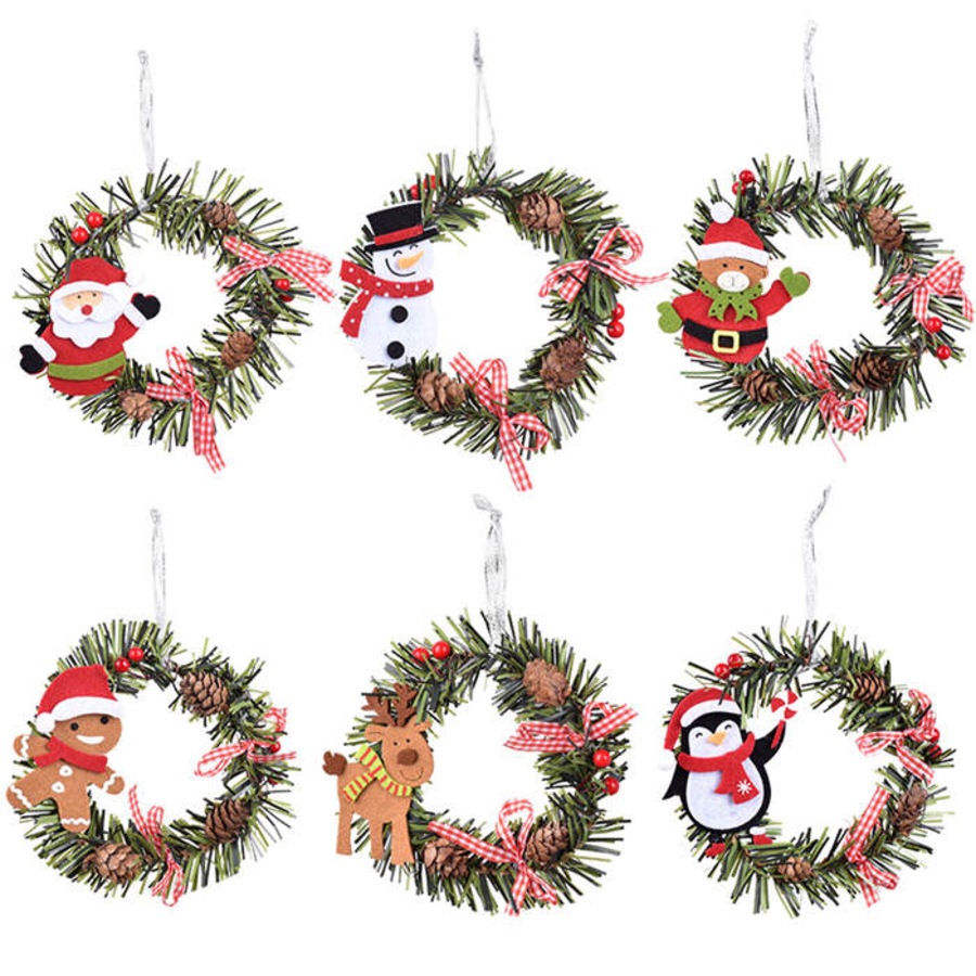 Catzon 6 Pcs Christmas Pine Wreaths for Front Door Christmas Holiday Indoor