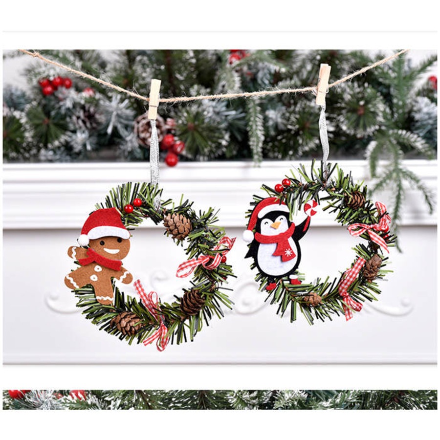 Catzon 6 Pcs Christmas Pine Wreaths for Front Door Christmas Holiday Indoor