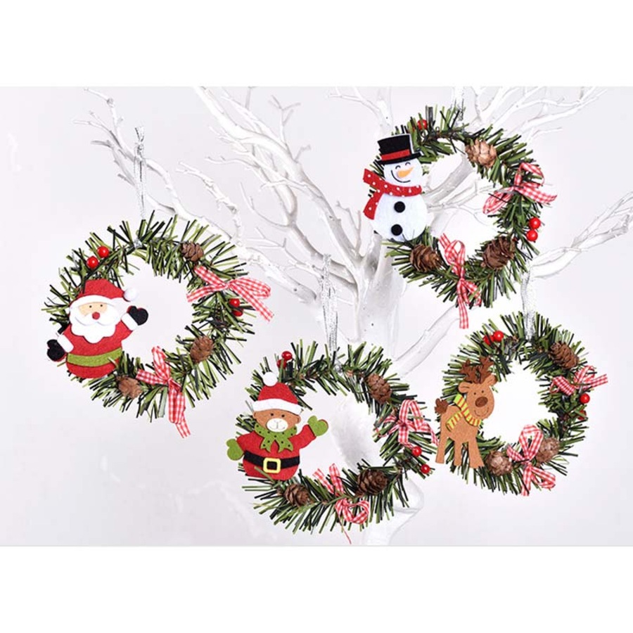 Catzon 6 Pcs Christmas Pine Wreaths for Front Door Christmas Holiday Indoor