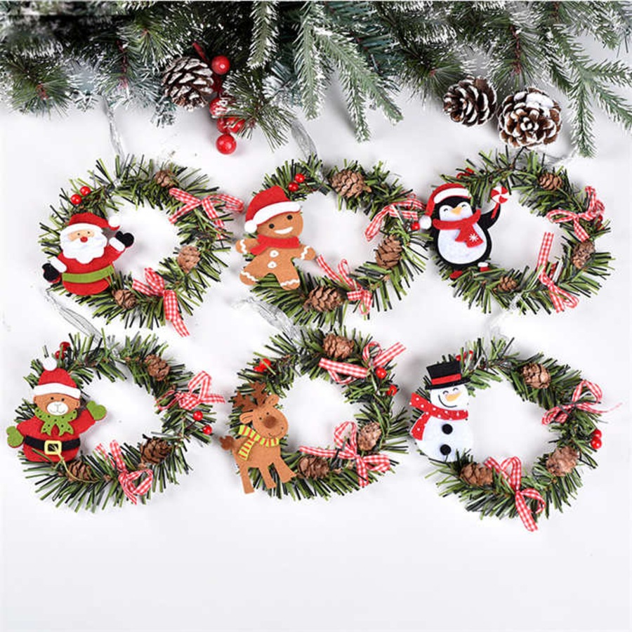 Catzon 6 Pcs Christmas Pine Wreaths for Front Door Christmas Holiday Indoor