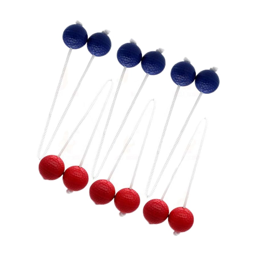 Catzon 6 Pcs Ladder Toss Ball Replacement Set Kid Safe Soft Rubber Golf Balls-Red+Blue