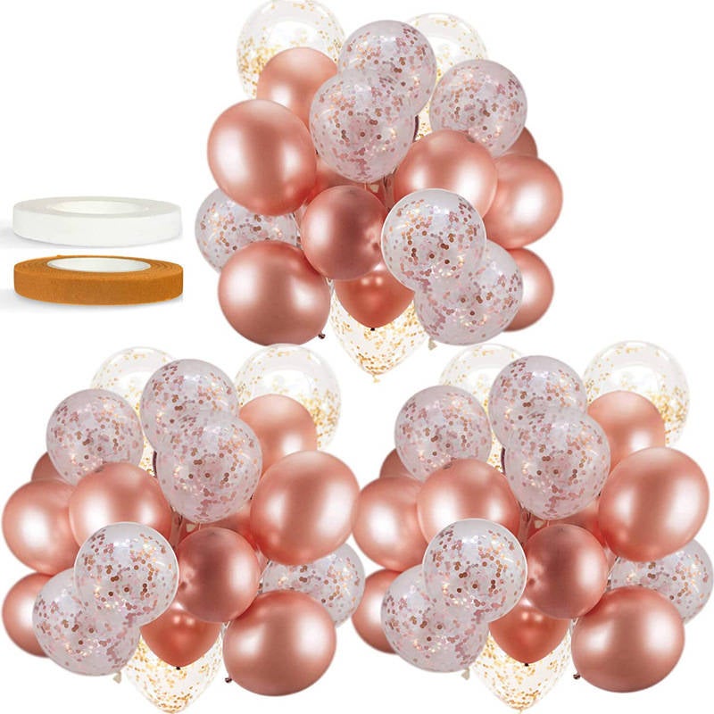 Catzon 60 PACK Rose Gold Balloons + Confetti Balloons Rosegold Balloons for Parties Baby Shower Graduation Engagement Wedding