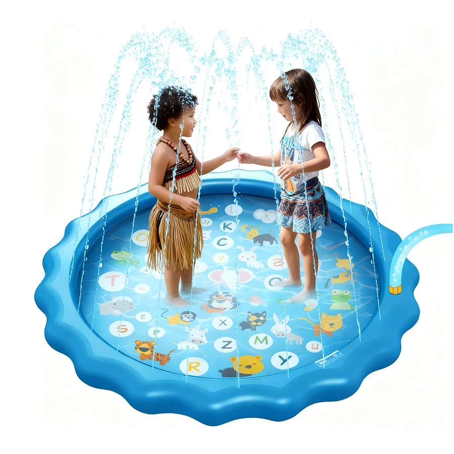 Catzon 68'' Kids Splash Pad Outdoor Inflatable Water Play Mat for Boys Girls