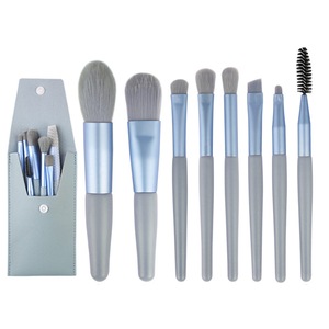 Catzon 8Pcs Mini Makeup Brush Set Foundation Brush with PU Bag-Blue