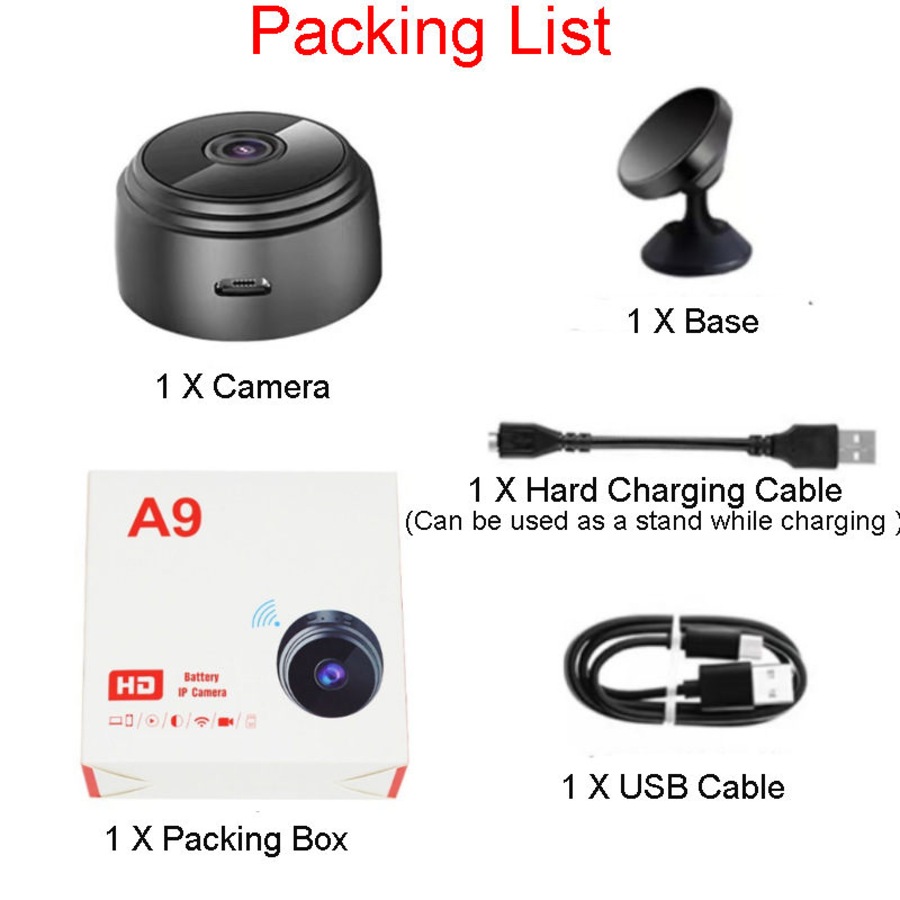 Catzon A9 Mini Camera with Night Vision 1080P Wireless Video Recorder