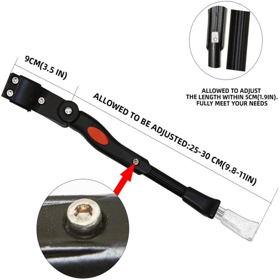 Catzon Adjustable Bike Kickstand Aluminum Rear Side Bicycle Stand for Bike 22"-27"-Black