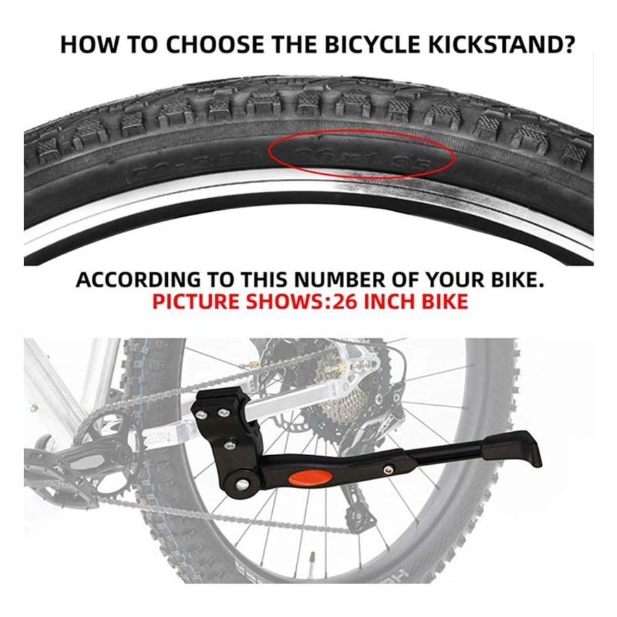 Catzon Adjustable Bike Kickstand Aluminum Rear Side Bicycle Stand for Bike 22"-27"-Black