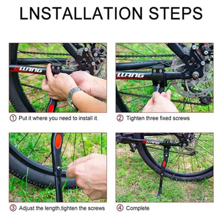 Catzon Adjustable Bike Kickstand Aluminum Rear Side Bicycle Stand for Bike 22"-27"-Black