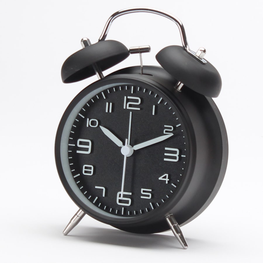 Catzon Analog Alarm Clock 4" Extra Loud Quartz Battery with Backlight Retro Decorative Old School-Black