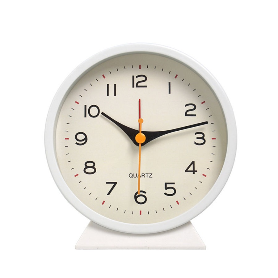 Catzon Analog Alarm Clock with Light Slient Battery Operated for Bedroom-White