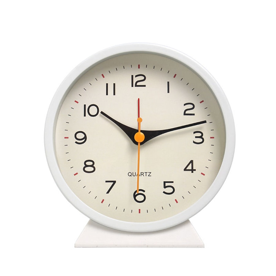 Catzon Analog Alarm Clock with Light Slient Battery Operated for Bedroom-White