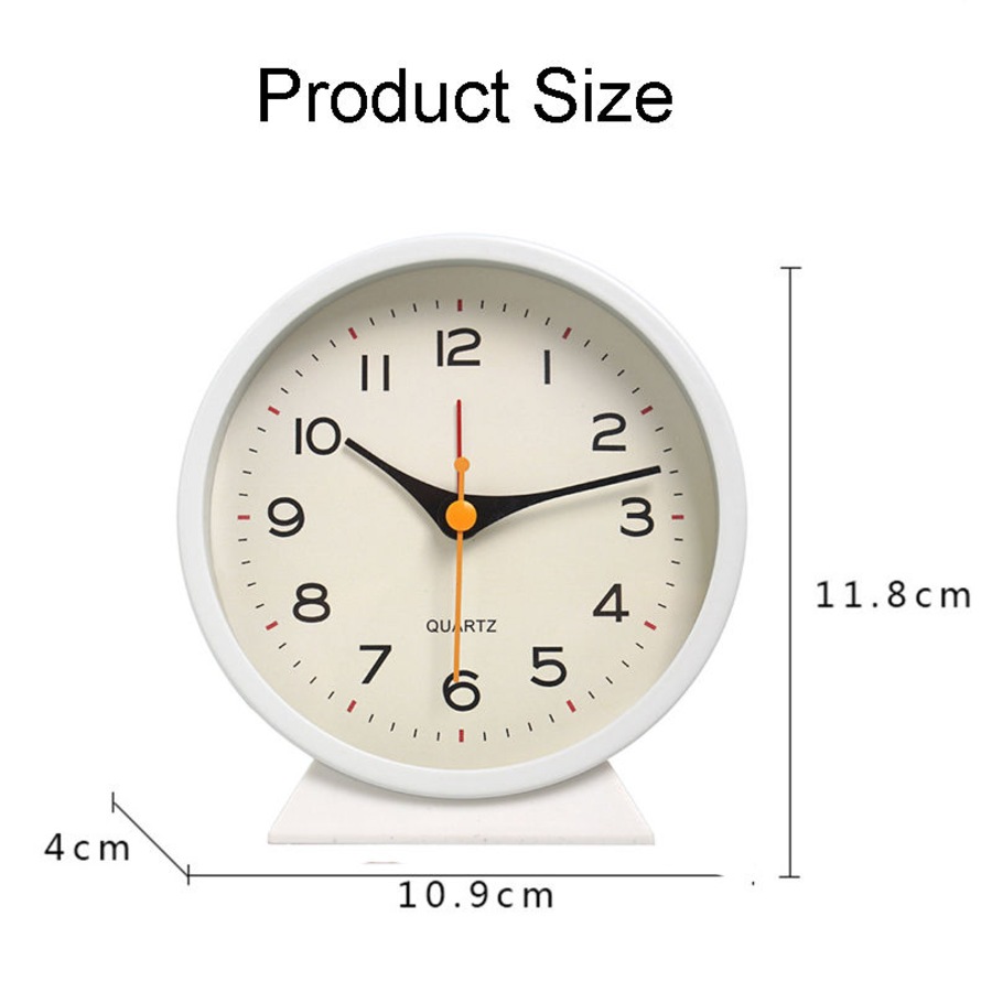 Catzon Analog Alarm Clock with Light Slient Battery Operated for Bedroom-White