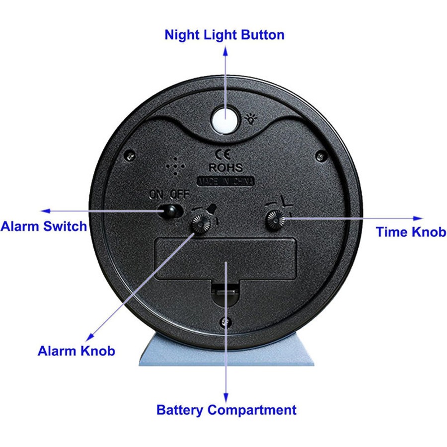 Catzon Analog Alarm Clock with Light Slient Battery Operated for Bedroom-White