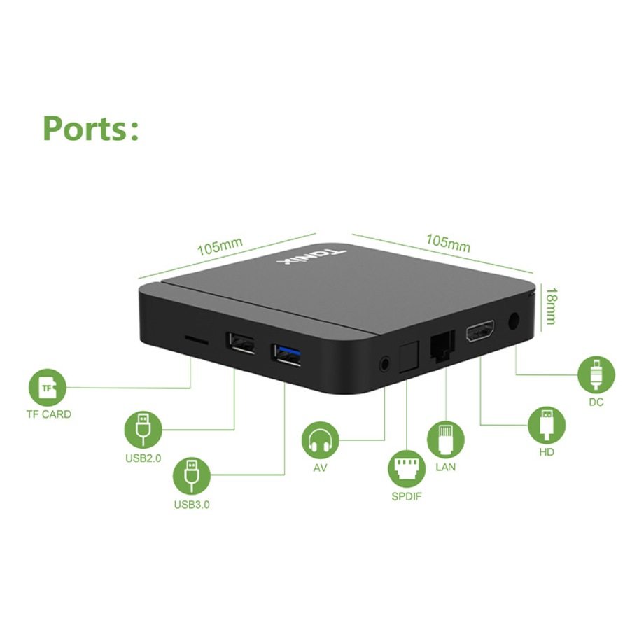 Catzon Android TV Box 4+64GB Support 2.4G/5G Dual-Band WiFi BT 5.0 HD 4K Smart TV Box