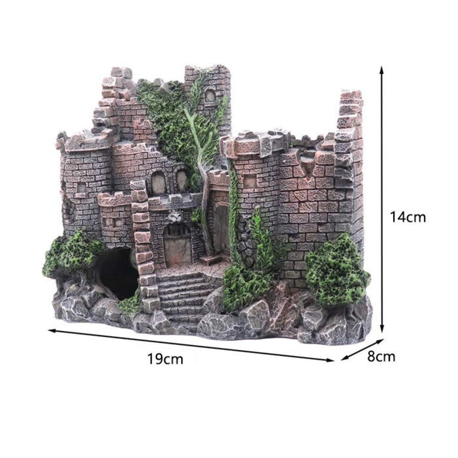 Catzon Aquarium Resin Castle Decoration Hideouts Stone Cave Hide House Fish Tank Accessories-RQ141C
