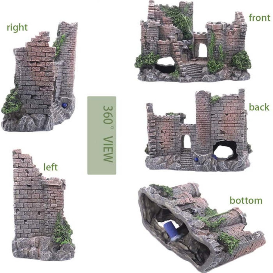 Catzon Aquarium Resin Castle Decoration Hideouts Stone Cave Hide House Fish Tank Accessories-RQ141C