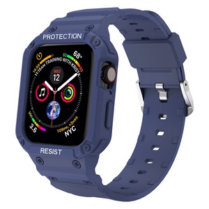 Catzon Armor TPU Waterproof Watch Strap with Shockproof Case for iWatch Series7 SE 6 5 4 3 2 1-Blue