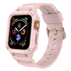 Catzon Armor TPU Waterproof Watch Strap with Shockproof Case for iWatch Series7 SE 6 5 4 3 2 1-Pink
