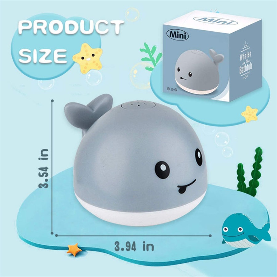 Catzon Baby Bath Toys Whale Light Up Sprinkler Bathtub Toys for Boys Girls Gray