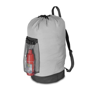 Catzon Backpack Laundry Bag With Shoulder Straps And Mesh Pocket Durable Nylon Clothes Bag for College Travel Laundromat -Gray