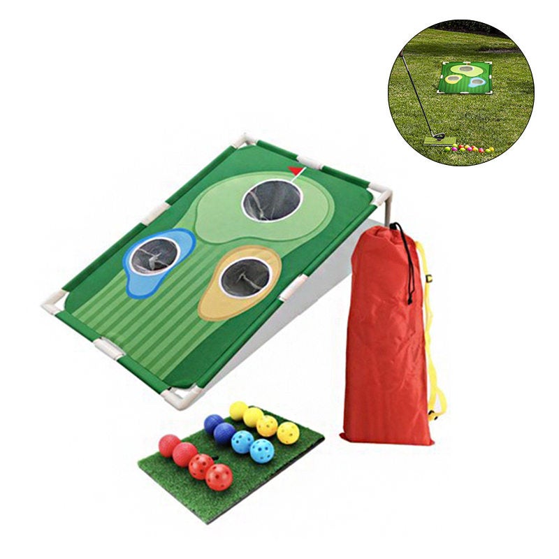 Catzon Backyard Golf Cornhole Game Including Board Straw Mat Ball Storage Bag for All Ages
