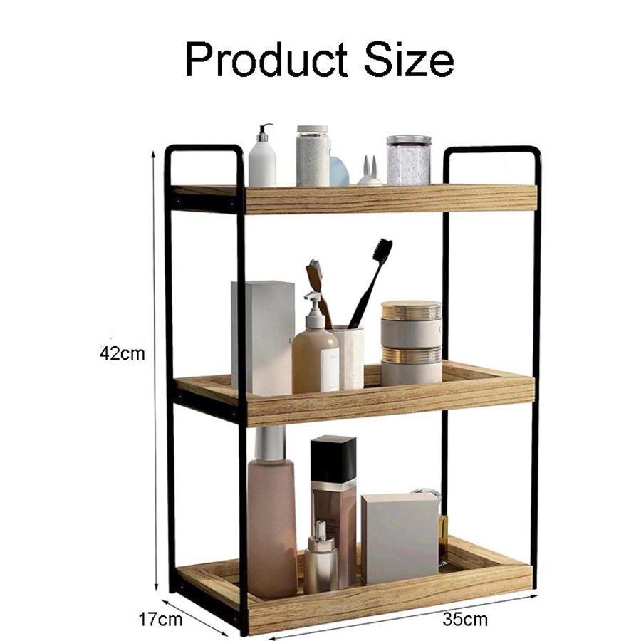 Catzon Bathroom Countertop Tray 3-Tier Wooden Vanity Organizer for Bedroom-Light